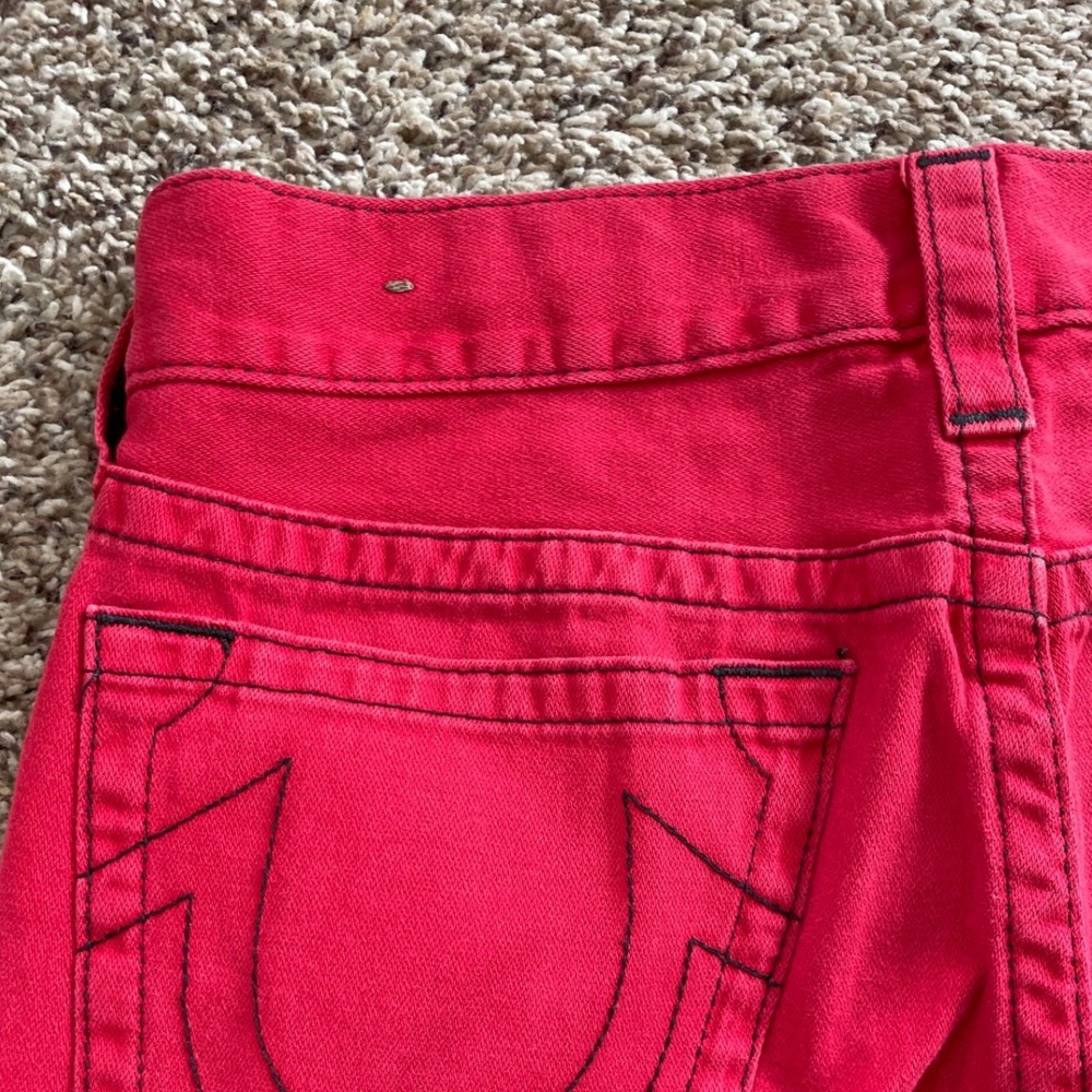 True Religion Y2K Moto Jeans Mens Size 32 Red Bikercore McBling Streetwear - Picture 12 of 13